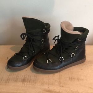 Renvy Olive/black shearling winter bootie